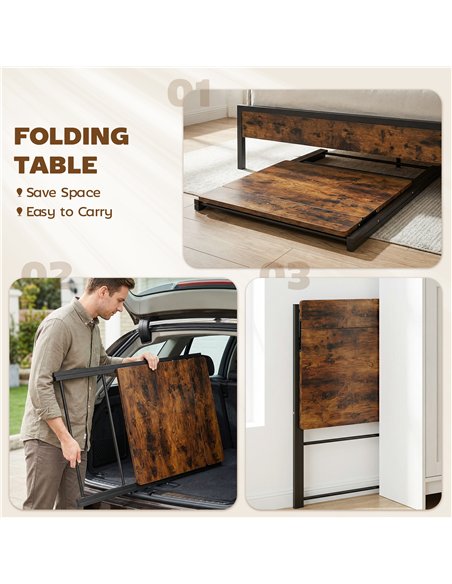 HOMCOM Compact Folding Desk for Small Spaces with Storage Shelf for Home Office, Rustic Brown - pic 197524 | FastDaddyshop