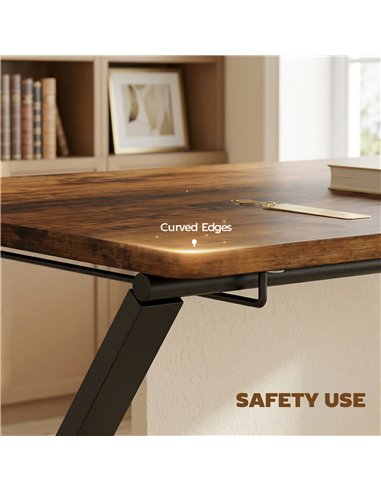 HOMCOM Compact Folding Desk for Small Spaces with Storage Shelf for Home Office, Rustic Brown