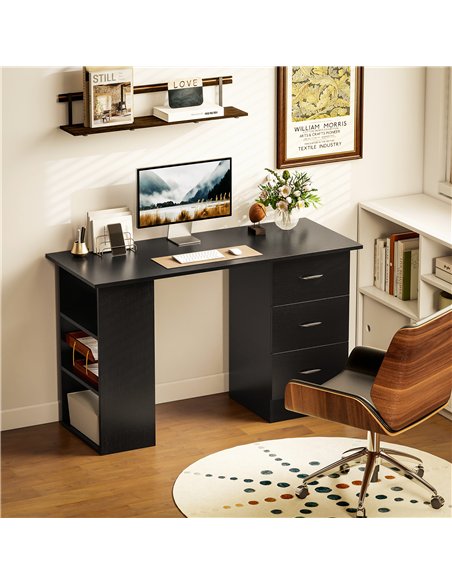 HOMCOM Computer Desk with Drawers, Home Office Desk, Writing Table, PC Workstation with 3 Storage Shelves for Working, Study, 12 - pic 197531 | FastDaddyshop