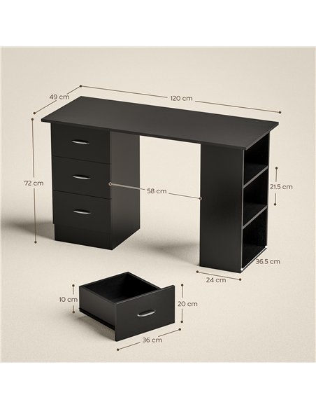 HOMCOM Computer Desk with Drawers, Home Office Desk, Writing Table, PC Workstation with 3 Storage Shelves for Working, Study, 12 - pic 197532 | FastDaddyshop