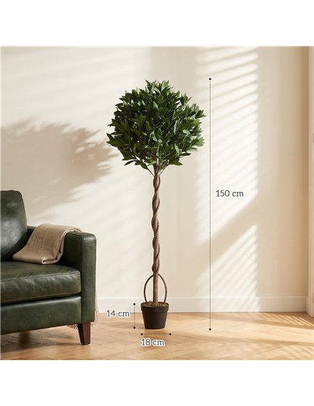 Outsunny Realistic Lush Topiary Ball Tree, Artificial Bay Laurel Topiary Trees with Weighted Pot, Set of 2, Green - pic 197541 | FastDaddyshop