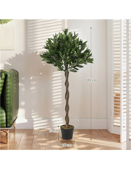 Outsunny Artificial Bay Laurel Topiary Trees with Twisted Trunk, Realistic Lush Topiary Ball Tree with Weighted Pot, Set of 2 - pic 197550 | FastDaddyshop