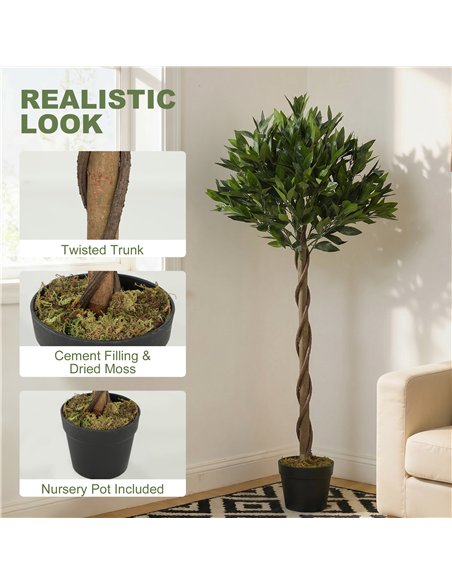 Outsunny Artificial Bay Laurel Topiary Trees with Twisted Trunk, Realistic Lush Topiary Ball Tree with Weighted Pot, Set of 2 - pic 197551 | FastDaddyshop