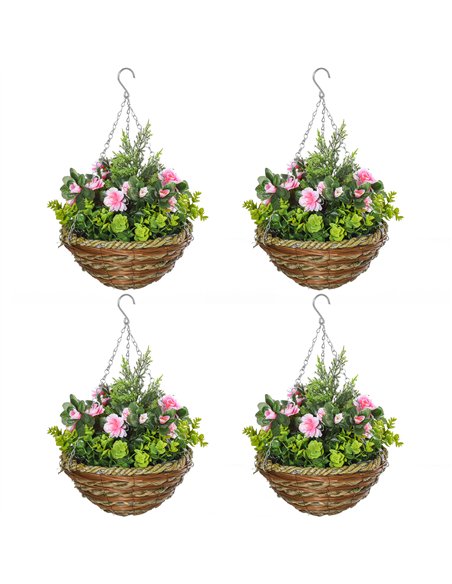 Outsunny Set of Four Hanging Lisianthus Flower Pots - Pink/Green - pic 197557 | FastDaddyshop