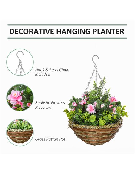 Outsunny Set of Four Hanging Lisianthus Flower Pots - Pink/Green - pic 197560 | FastDaddyshop