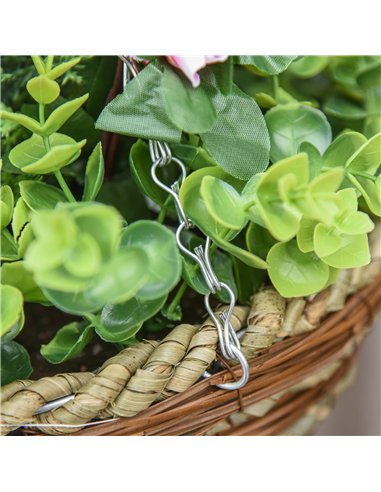 Outsunny Set of Four Hanging Lisianthus Flower Pots - Pink/Green