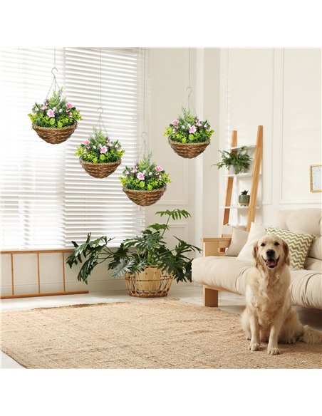Outsunny Set of Four Hanging Lisianthus Flower Pots - Pink/Green - pic 197565 | FastDaddyshop