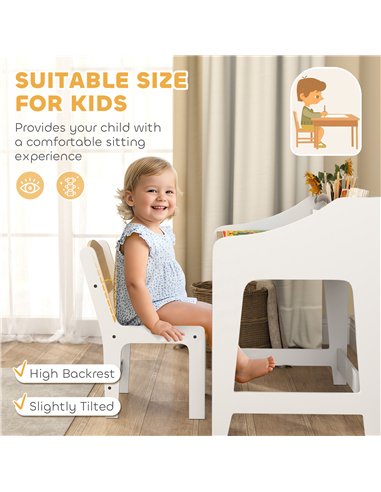 AIYAPLAY Kids Desk and Chair Set, Children Study Table with Storage and Shelves for Study Room, Gift for 3-8 Years, Natural