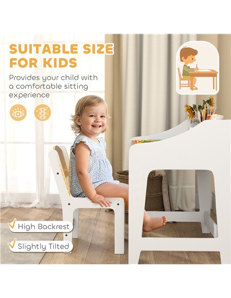 AIYAPLAY Kids Desk and Chair Set, Children Study Table with Storage and Shelves for Study Room, Gift for 3-8 Years, Natural - pic 197580 | FastDaddyshop