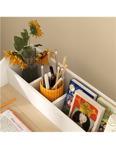 AIYAPLAY Kids Desk and Chair Set, Children Study Table with Storage and Shelves for Study Room, Gift for 3-8 Years, Natural