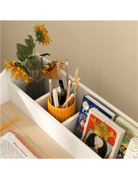 AIYAPLAY Kids Desk and Chair Set, Children Study Table with Storage and Shelves for Study Room, Gift for 3-8 Years, Natural - pic 197583 | FastDaddyshop