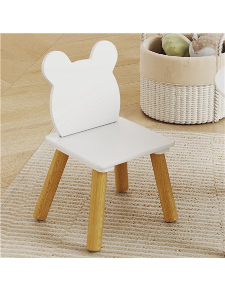 AIYAPLAY 3-Piece Kids Activity Table Set with Centre Mesh Bag, Bear-Shaped Backrest, for Arts and Crafts, Reading, White - pic 197592 | FastDaddyshop