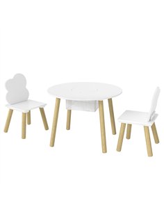 AIYAPLAY Kids Table and Chairs Set with Storage Bag Toddler Table and Chairs Set 3 Piece for Playroom White