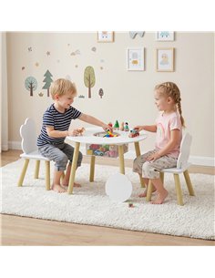 AIYAPLAY Kids Table and Chairs Set with Storage Bag Toddler Table and Chairs Set 3 Piece for Playroom White 2