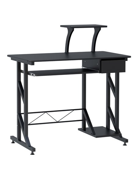 HOMCOM Computer PC Desk with Display Stand, Sliding Keyboard Tray Drawer, Host Box Shelf, Black - pic 19762 | FastDaddyshop