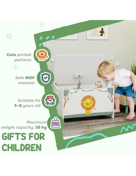 AIYAPLAY Toy Box with Lid, Safety Hinges and Groove Handles, Toy Storage organiser for Kids, Living Room, Playroom, Green - pic 197635 | FastDaddyshop