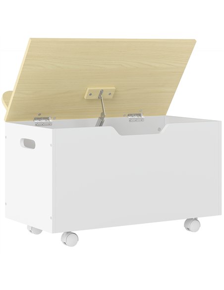 AIYAPLAY Toy Box with Lid, Toy Chest with Wheels and Safety Hinges, Toddler Storage Organiser for Playroom, Bedroom, White - pic 197638 | FastDaddyshop