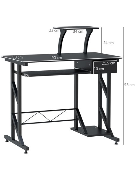 HOMCOM Computer PC Desk with Display Stand, Sliding Keyboard Tray Drawer, Host Box Shelf, Black - pic 19764 | FastDaddyshop