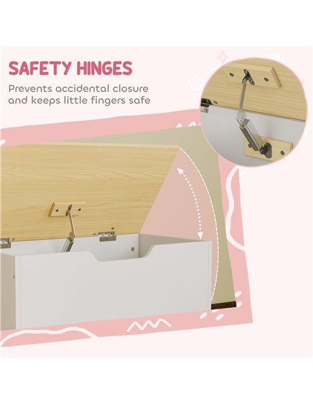 AIYAPLAY Toy Box with Lid, Toy Chest with Wheels and Safety Hinges, Toddler Storage Organiser for Playroom, Bedroom, White - pic 197643 | FastDaddyshop