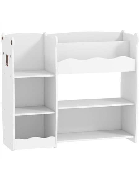 AIYAPLAY Kids Toy Storage Unit, Bear Design Kids Bookshelf and Toy Organiser, for Bedroom, Nursery, Playroom, White - pic 197647 | FastDaddyshop