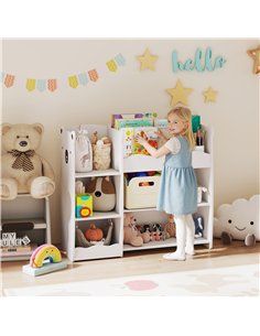 AIYAPLAY Kids Toy Storage Unit, Bear Design Kids Bookshelf and Toy Organiser, for Bedroom, Nursery, Playroom, White 2