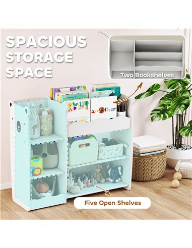 AIYAPLAY Kids Toy Storage Unit, Bear Design Kids Bookshelf and Toy Organiser, for Bedroom, Nursery, Playroom, White