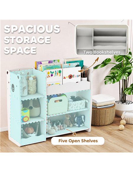 AIYAPLAY Kids Toy Storage Unit, Bear Design Kids Bookshelf and Toy Organiser, for Bedroom, Nursery, Playroom, White - pic 197650 | FastDaddyshop