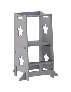 AIYAPLAY 2-in-1 Toddler Step Stool with Safety Rail for Kitchen, Bathroom, Grey