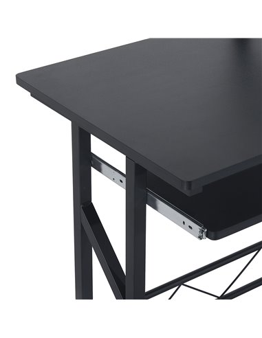 HOMCOM Computer PC Desk with Display Stand, Sliding Keyboard Tray Drawer, Host Box Shelf, Black