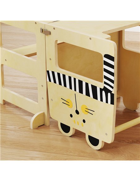 AIYAPLAY Toddler Step Stool, Standing Tower with Chalkboard, 3-in-1 Cat-Shaped Step Stool for Kitchen Counter, Natural - pic 197699 | FastDaddyshop