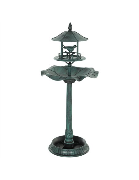 Outsunny 3-in-1 Garden Bird Bath, Freestanding Birdbath with Large Water Basin, Underneath Flower Planter, Φ50 x 113 cm, Green - pic 197701 | FastDaddyshop