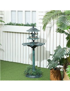 Outsunny 3-in-1 Garden Bird Bath, Freestanding Birdbath with Large Water Basin, Underneath Flower Planter, Φ50 x 113 cm, Green 2
