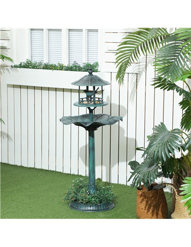 Outsunny 3-in-1 Garden Bird Bath, Freestanding Birdbath with Large Water Basin, Underneath Flower Planter, Φ50 x 113 cm, Green