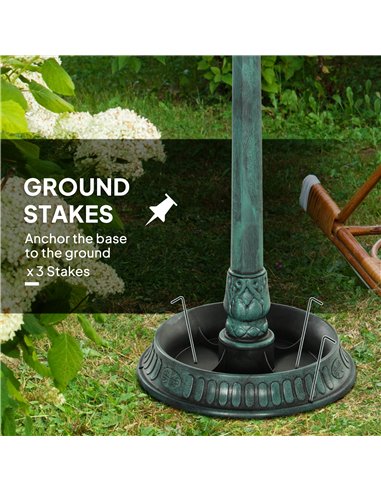 Outsunny 3-in-1 Garden Bird Bath, Freestanding Birdbath with Large Water Basin, Underneath Flower Planter, Φ50 x 113 cm, Green
