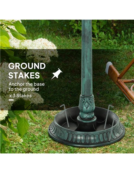 Outsunny 3-in-1 Garden Bird Bath, Freestanding Birdbath with Large Water Basin, Underneath Flower Planter, Φ50 x 113 cm, Green - pic 197705 | FastDaddyshop