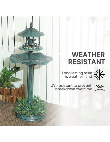 Outsunny 3-in-1 Garden Bird Bath, Freestanding Birdbath with Large Water Basin, Underneath Flower Planter, Φ50 x 113 cm, Green - pic 197706 | FastDaddyshop