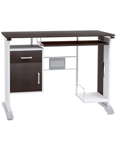 HOMCOM Computer PC Desk with Sliding Keyboard Tray, Storage Drawers, Host Box Shelf, Black walnut