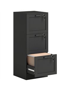 HOMCOM 3-Drawer Filing Cabinet with Lock - Black