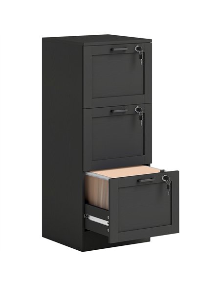HOMCOM 3-Drawer Filing Cabinet with Lock - Black - pic 197710 | FastDaddyshop