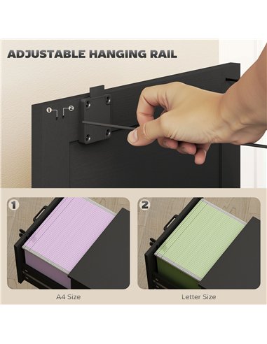 HOMCOM 3-Drawer Filing Cabinet with Lock - Black