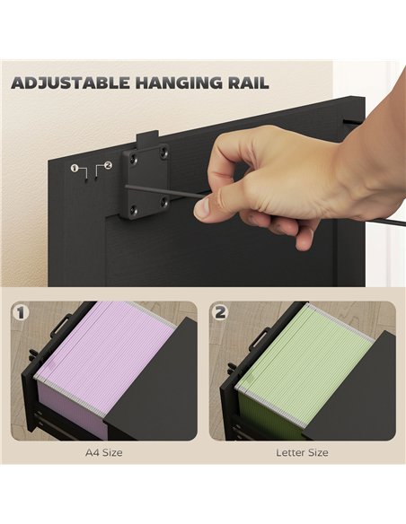 HOMCOM 3-Drawer Filing Cabinet with Lock - Black - pic 197714 | FastDaddyshop