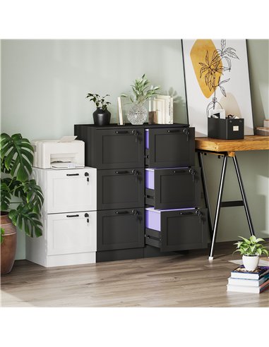 HOMCOM 3-Drawer Filing Cabinet with Lock - Black
