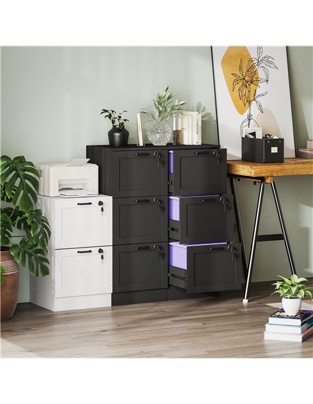 HOMCOM 3-Drawer Filing Cabinet with Lock - Black - pic 197718 | FastDaddyshop