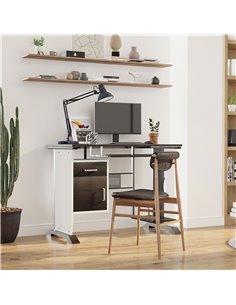 HOMCOM Computer PC Desk with Sliding Keyboard Tray, Storage Drawers, Host Box Shelf, Black walnut 2