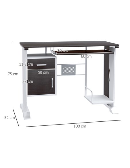 HOMCOM Computer PC Desk with Sliding Keyboard Tray, Storage Drawers, Host Box Shelf, Black walnut - pic 19773 | FastDaddyshop