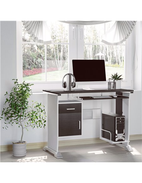 HOMCOM Computer PC Desk with Sliding Keyboard Tray, Storage Drawers, Host Box Shelf, Black walnut - pic 19774 | FastDaddyshop