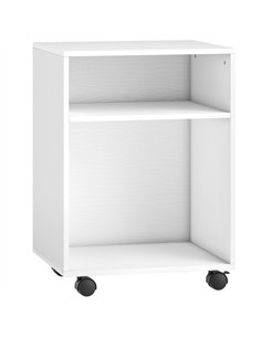 HOMCOM 2-Tier Printer Stand with Storage, Under Desk Printer Cart on Wheels, White