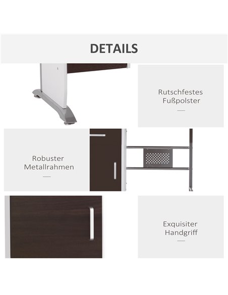 HOMCOM Computer PC Desk with Sliding Keyboard Tray, Storage Drawers, Host Box Shelf, Black walnut - pic 19776 | FastDaddyshop
