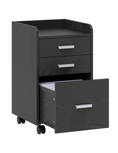 HOMCOM 3 Drawer Filing Cabinet, Rolling File Cabinet with Edged Top for Letter, A4 Size, Hanging File Folders, Black