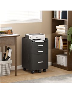 HOMCOM 3 Drawer Filing Cabinet, Rolling File Cabinet with Edged Top for Letter, A4 Size, Hanging File Folders, Black 2